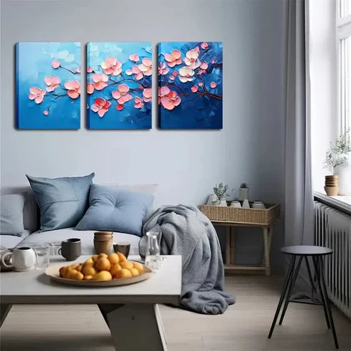 3pcs Pink Orchids Blooming On Dark Brown Perfect Wall Art Canvas Unframed - High Quality Print 100% Australian Made Wall Canvas