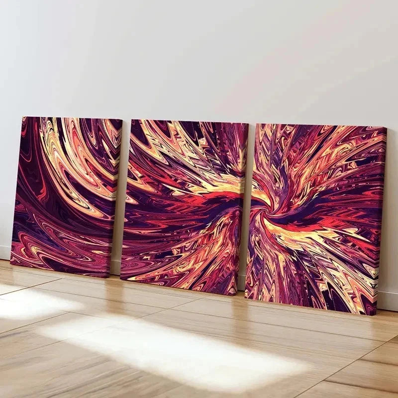 3pcs Abstract Aesthetic Swirl Psychedelic Wall Art Set Canvas Framed 50x70cm - High Quality Print 100% Australian Made Wall Canvas Ready to Hang - Bella Home Decor