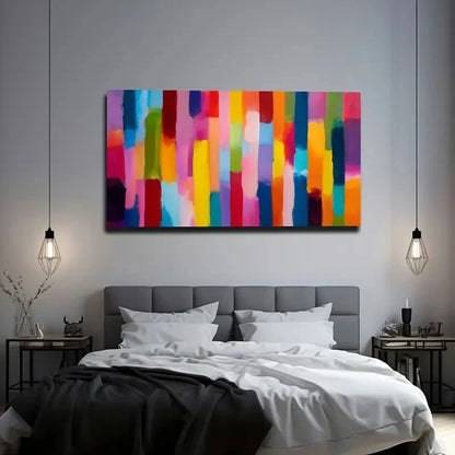 Vibrant Colorful Stripes Wall Art Canvas Office Home Room Framed 120x60cm