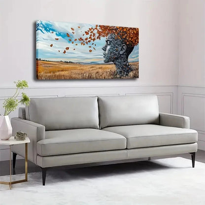 Leaves And Head Design Wall Art Canvas Office Home Room Framed 120x60cm