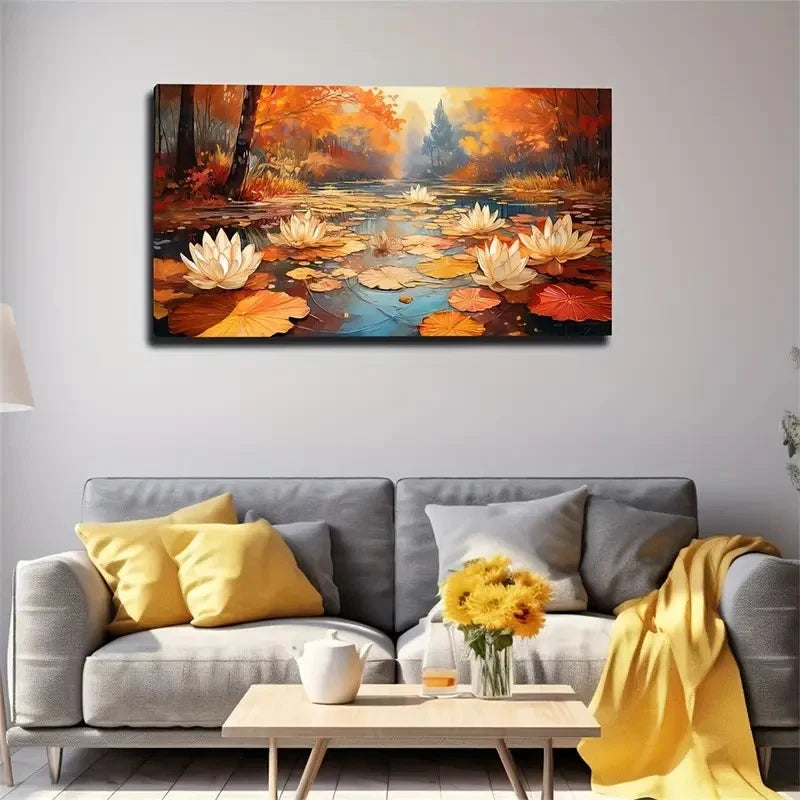 Mysterious For Lotus Pond Wall Art Canvas Office Home Room Framed 120x60cm