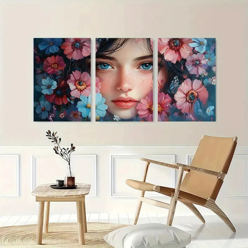 3pcs Dreamy Girl Butterflies Flowers Perfect Wall Art Set Canvas Framed 40x60cm - High Quality Print 100% Australian Made Wall Canvas Ready to Hang - Bella Home Decor