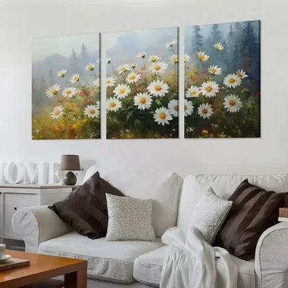 3pcs Classic Daisy Wildflower Countryside  Art Set Canvas Unframed - High Quality Print 100% Australian Made Wall Canvas - Bella Home Decor