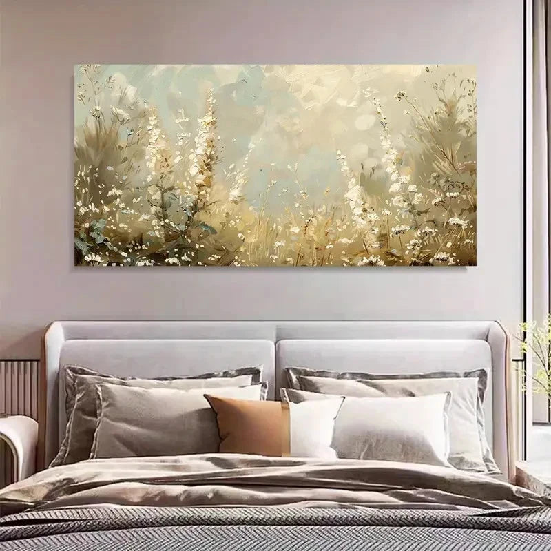 Rustic Abstract Wildflower Wall Art Canvas Office Home Room Framed 120x60cm