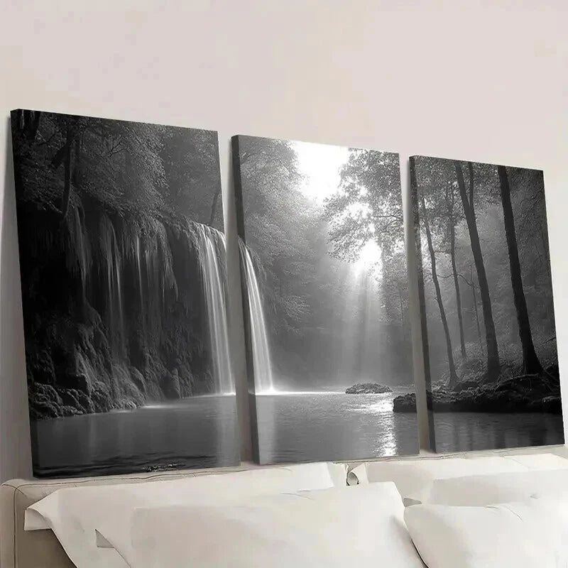 3pcs Haunting Black And White Forest Wall Art Set Canvas Framed 40x60cm - High Quality Print 100% Australian Made Wall Canvas Ready to Hang - Bella Home Decor