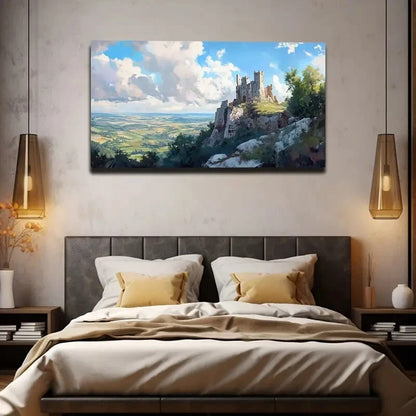 Ancient Castle Rocky Mountain Wall Art Canvas Office Home Room Framed 120x60cm - Bella Home Decor