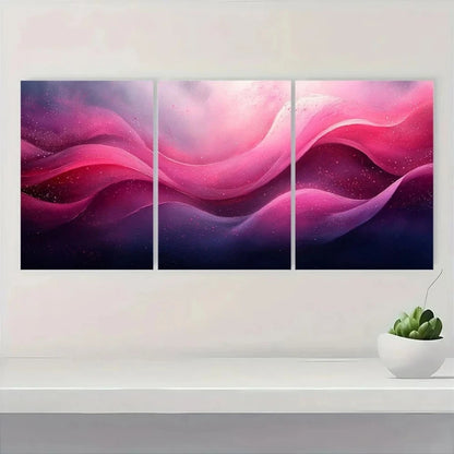 3pcs Abstract Painting Pink Modern Metal Print Ready to Hang Art - Bella Home Decor