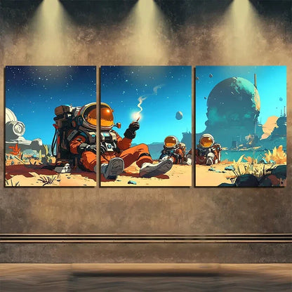 3pcs Astronaut Colorful Exquisite Perfect Wall Art Set Canvas Framed 40x60cm - High Quality Print 100% Australian Made Wall Canvas Ready to Hang