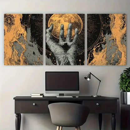 3pcs Vampire Hand Halloween Poster Perfect Wall Art Set Canvas Framed 50x70cm - High Quality Print 100% Australian Made Wall Canvas Ready to Hang