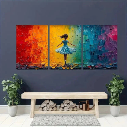 3pcs Cute Little Ballerina Abstract Girl Wall Art Set Canvas Framed 60x90cm - High Quality Print 100% Australian Made Wall Canvas Ready to Hang - Bella Home Decor