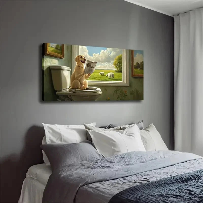 Humorous Labrador Retriever Wall Art Canvas Office Home Room Framed 120x60cm - Bella Home Decor