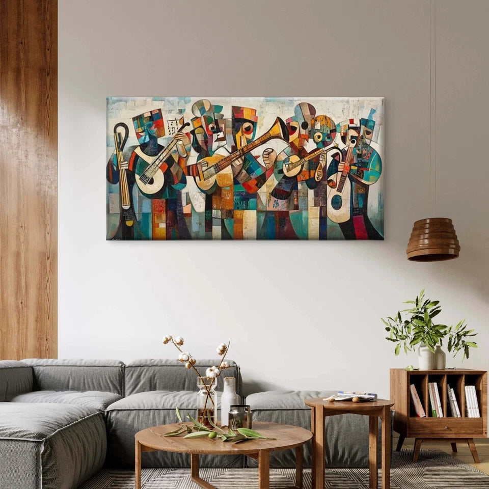 The Geometric Orchestra Wall Art Canvas Office Home Room Framed 120x60cm
