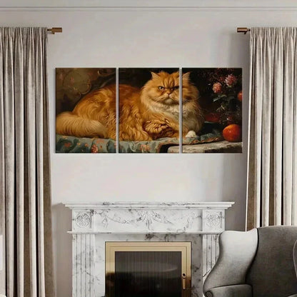 3pcs Luxurious Orange Persian Cat Artwork Wall Art Set Canvas Framed 40x60cm - High Quality Print 100% Australian Made Wall Canvas Ready to Hang - Bella Home Decor