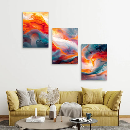 3pcs Abstract With Ethereal Light Metal Print Ready to Hang Art