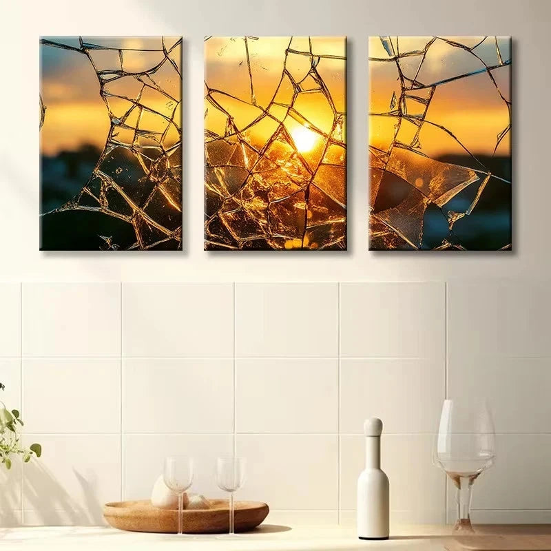 3pcs Abstract Sunburst Design Wall Art Set Canvas Framed 60x90cm - High Quality Print 100% Australian Made Wall Canvas Ready to Hang - Bella Home Decor