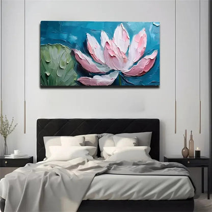 Lotus Pigment Acrylic Wall Art Canvas Office Home Room Framed 120x60cm