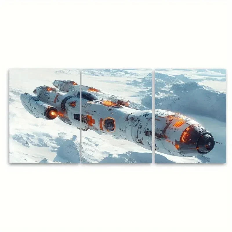 3pcs Futuristic Spaceship HJ   Wall Art Set Canvas Framed 60x90cm - High Quality Print 100% Australian Made Wall Canvas Ready to Hang - Bella Home Decor