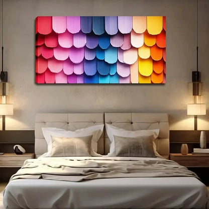 Vibrant Colorful Fish Scale Wall Art Canvas Office Home Room Framed 120x60cm - Bella Home Decor