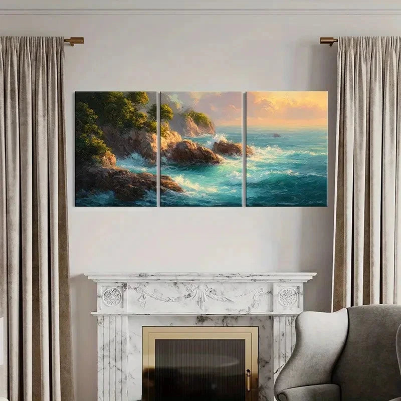 pcs Bells Beach Australia Waves Crashing   Wall Art Set Canvas Framed 60x90cm - High Quality Print 100% Australian Made Wall Canvas Ready to Hang
