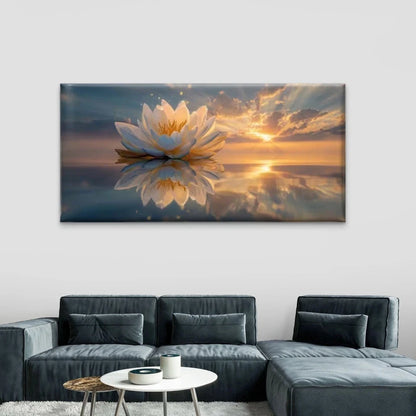 Lotus Flower & Calm Waters Wall Art Canvas Office Home Room Framed 120x60cm