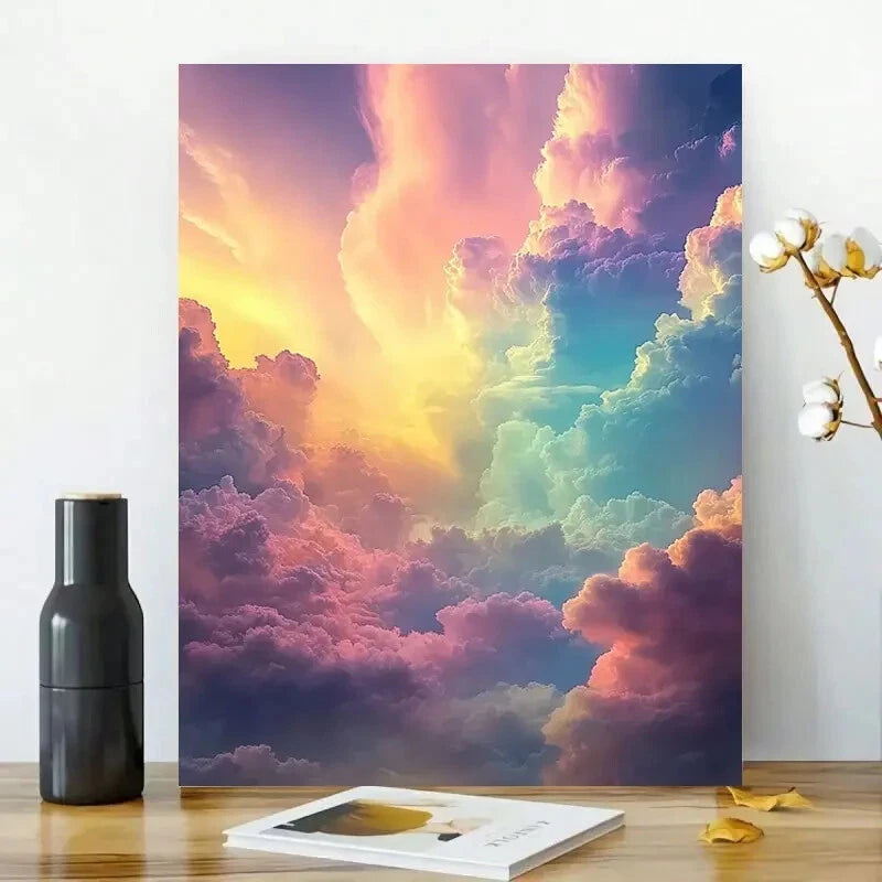 Rainbows in The Sky, Colorful Clouds, Ethereal, Dreamy 40x60cm Metal Print Ready to Hang