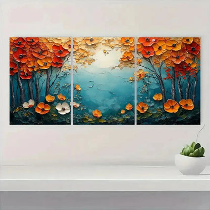 3pcs Abstract Green Flowers Trees  KL  Wall Art Set Canvas Framed 50x70cm - High Quality Print 100% Australian Made Wall Canvas Ready to Hang - Bella Home Decor