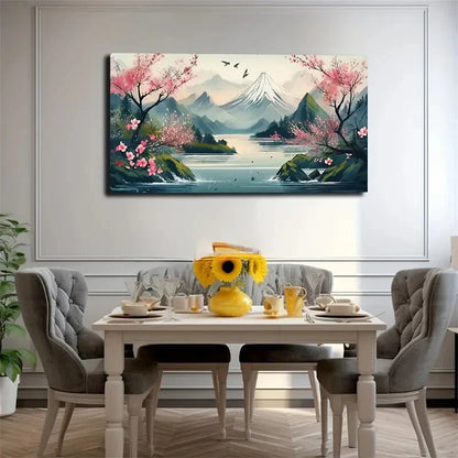 Mount Fuji Surrounded Clouds Wall Art Canvas Office Home Room Framed 120x60cm - Bella Home Decor