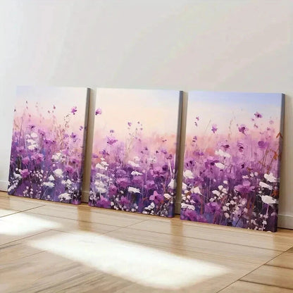 3pcs Colorful Wild Flowers Floral Wall Art Set Canvas Framed 50x70cm - High Quality Print 100% Australian Made Wall Canvas Ready to Hang - Bella Home Decor
