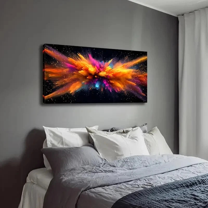 Colorful Smoke Explosion Wall Art Canvas Office Home Room Framed 120x60cm - Bella Home Decor