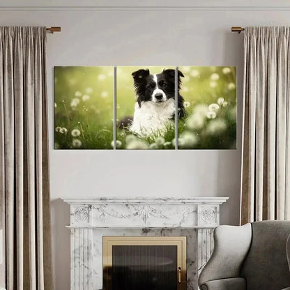 3pcs Puppy Dandelion and Grass Field Wall Art Set Canvas Framed 60x90cm - High Quality Print 100% Australian Made Wall Canvas Ready to Hang - Bella Home Decor