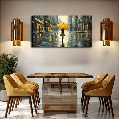 Realistic Rainy City Scene Girl Wall Art Canvas Office Home Room Framed 120x60cm - Bella Home Decor