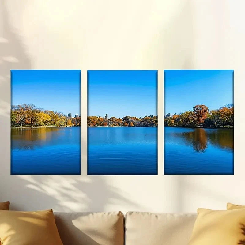 3pcs Colorful abstract sunset forest 50x70cm - High Quality Print 100% Australian Made Wall Canvas Ready to Hang - Bella Home Decor