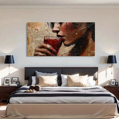 Elegant Woman Wine Glass Wall Art Canvas Office Home Room Framed 120x60cm - Bella Home Decor