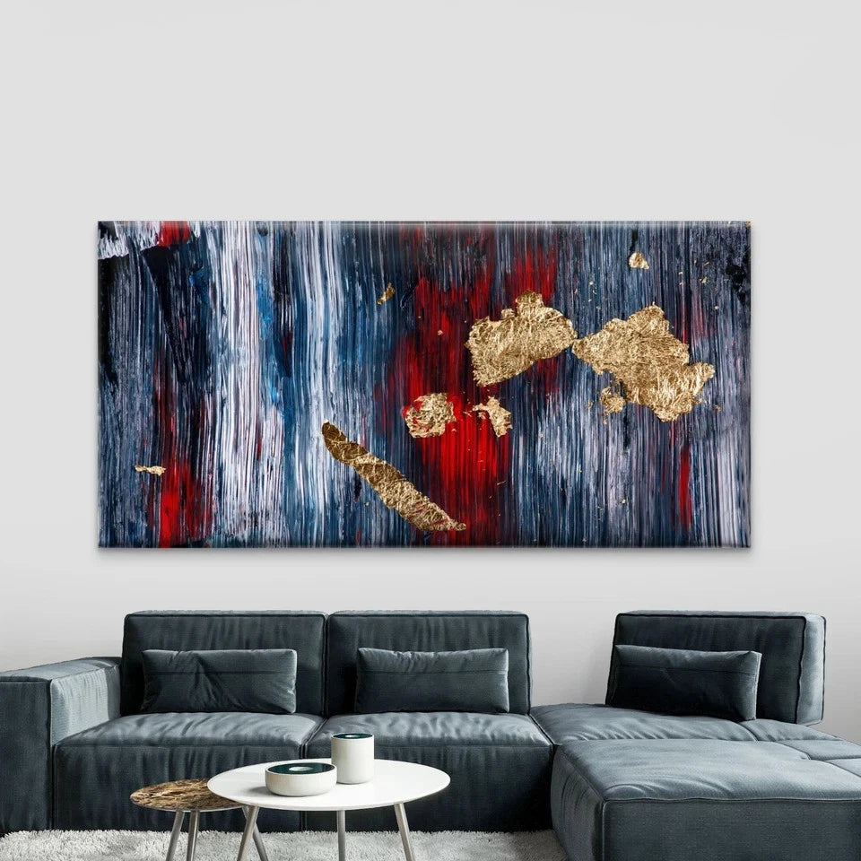 Abstract Gold Textured Wall Art Canvas Office Home Room Framed 120x60cm