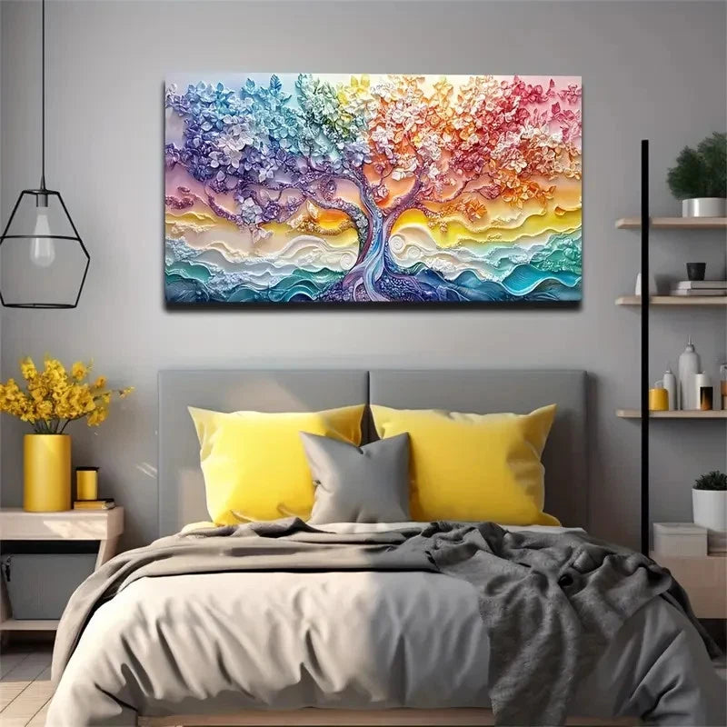 Rhinestone-Effect Trees Modern Wall Art Canvas Office Home Room Framed 120x60cm