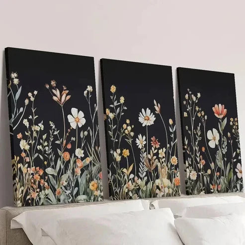 3pcs Simple White Red Flower Decorative Wall Art Set Canvas Unframed - High Quality Print 100% Australian Made Wall Canvas