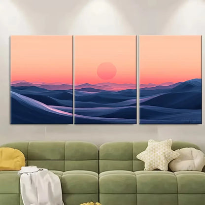 3pcs Abstract Peach Desert Sunrise  Wall Art Set Canvas Framed 40x60cm - High Quality Print 100% Australian Made Wall Canvas Ready to Hang - Bella Home Decor