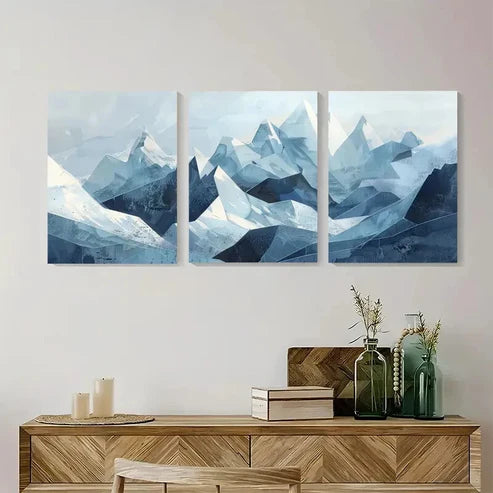 3pcs Abstract Mountain Triptych Wall Art Set Canvas Unframed - High Quality Print 100% Australian Made Wall Canvas - Bella Home Decor