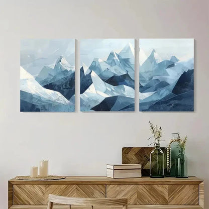3pcs Abstract Mountain Triptych Wall Art Set Canvas Unframed - High Quality Print 100% Australian Made Wall Canvas - Bella Home Decor
