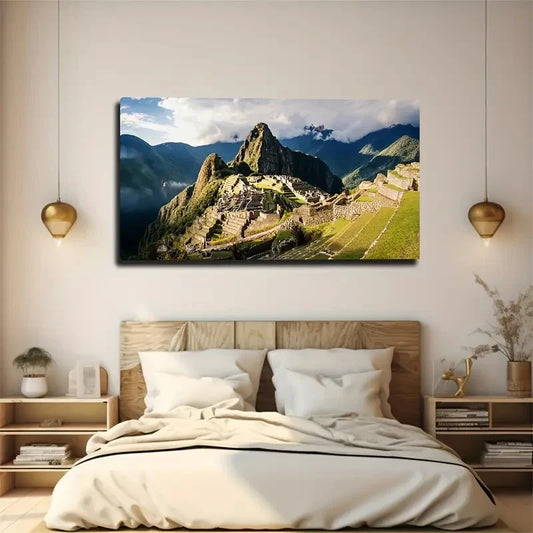 Landscape Machu Picchu Wall Art Canvas Office Home Room Framed 120x60cm