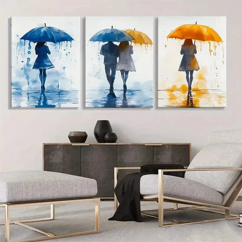 3pcs Blue and Yellow Tones Romantic Perfect Wall Art Canvas Unframed - High Quality Print 100% Australian Made Wall Canvas - Bella Home Decor