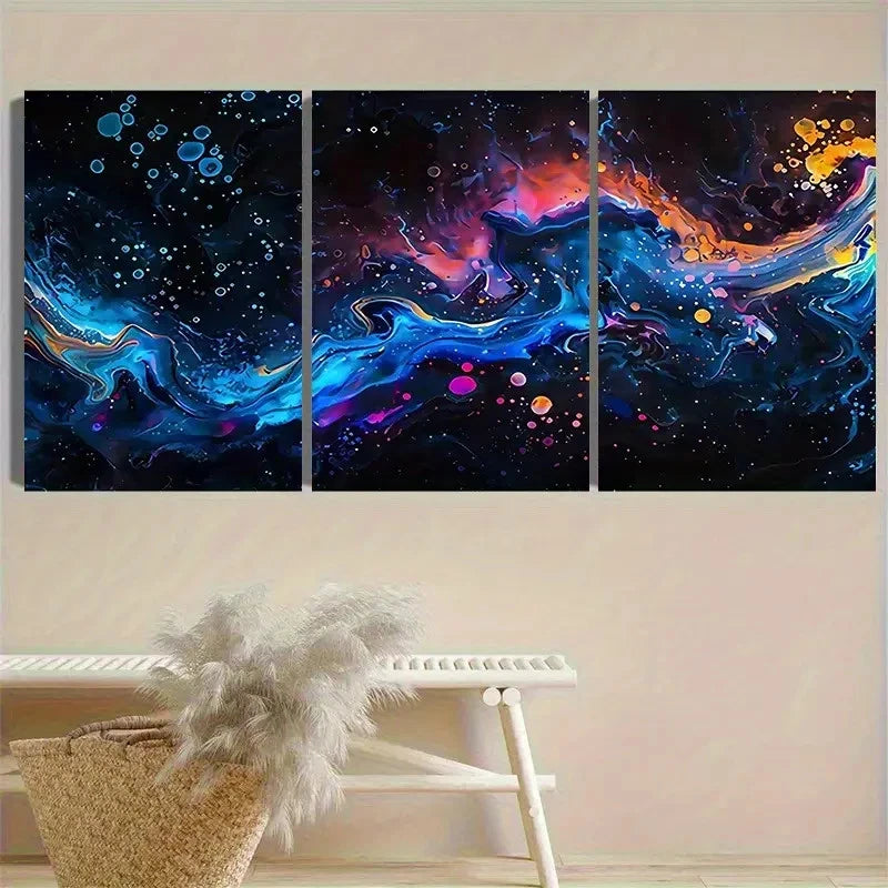 3pcs Cosmic Galaxy Art Print Vintage Wall Art Set Canvas Framed 50x70cm - High Quality Print 100% Australian Made Wall Canvas Ready to Hang - Bella Home Decor