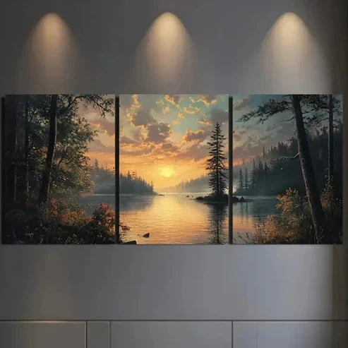 3pcs Shimmering Morning Light Reflections Wall Art Set Canvas Unframed - High Quality Print 100% Australian Made Wall Canvas