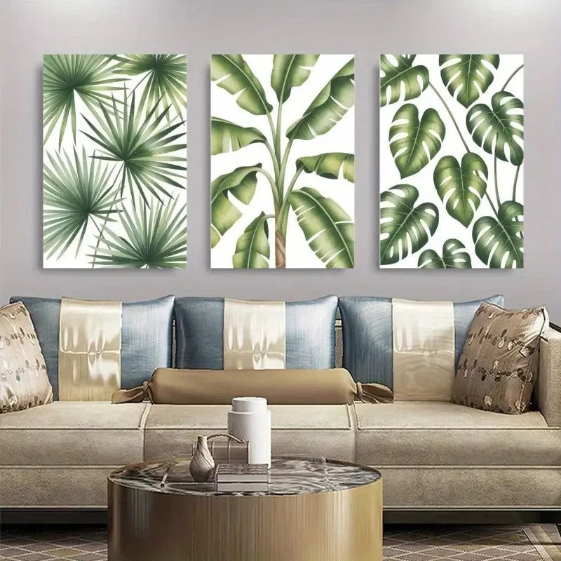 3pcs Tropical Palm Nordic  Monstera & Banana  Wall Art Set Canvas Framed 40x60cm - High Quality Print 100% Australian Made Wall Canvas Ready to Hang