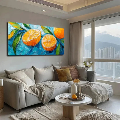 Thick Brushstrokes Drawn Orange Wall Art Canvas Office Home Room Framed 120x60cm - Bella Home Decor