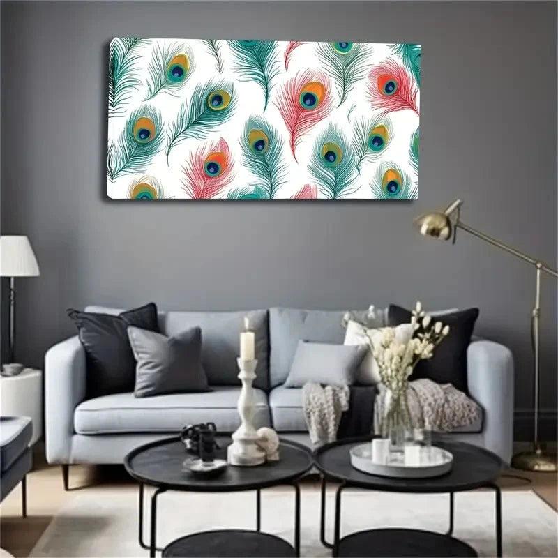 Peacock Feathers As The Main Wall Art Canvas Office Home Room Framed 120x60cm