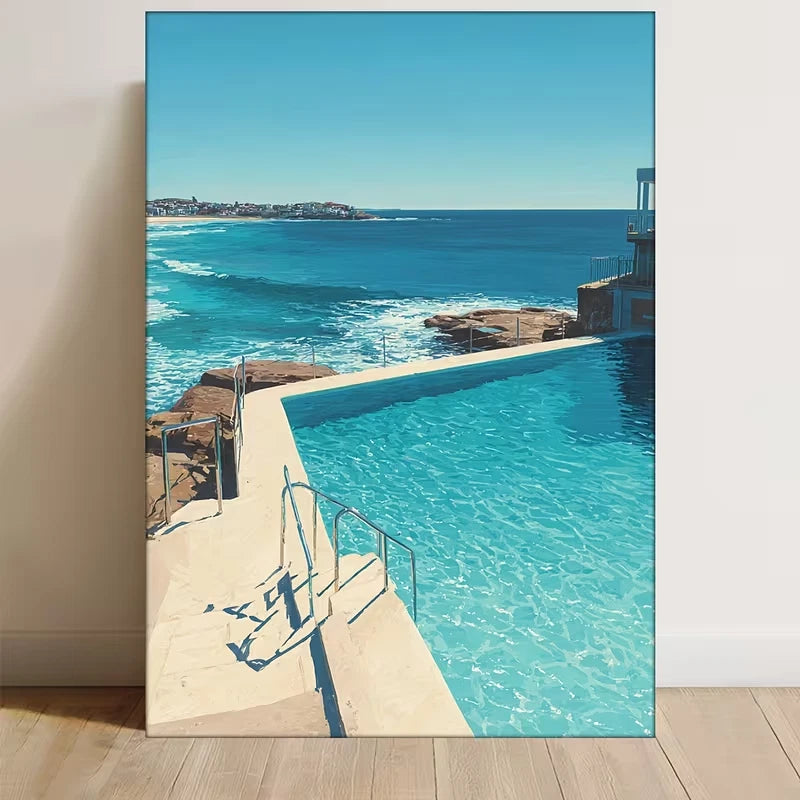 Bondi Ocean Pool Australia Coastal 60x90cm Metal Print Ready to Hang