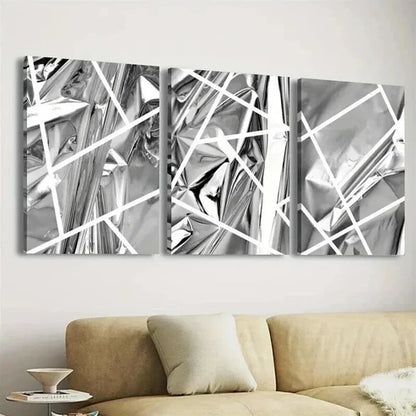 3pcs Abstract Black Designs And White Lines Art Set Canvas Unframed - High Quality Print 100% Australian Made Wall Canvas - Bella Home Decor