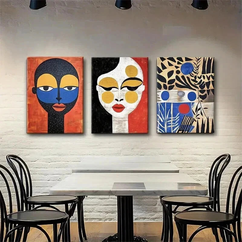3pcs Modern Geometric Tribal Abstract Perfect Wall Art Set Canvas Framed 50x70cm - High Quality Print 100% Australian Made Wall Canvas Ready to Hang - Bella Home Decor