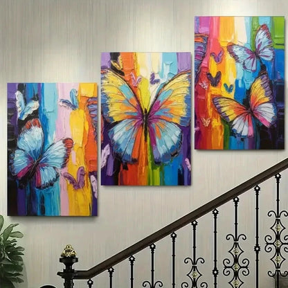 3pcs  Vibrant Butterfly Colorful Abstract  Wall Art Set Canvas Framed 60x90cm - High Quality Print 100% Australian Made Wall Canvas Ready to Hang - Bella Home Decor